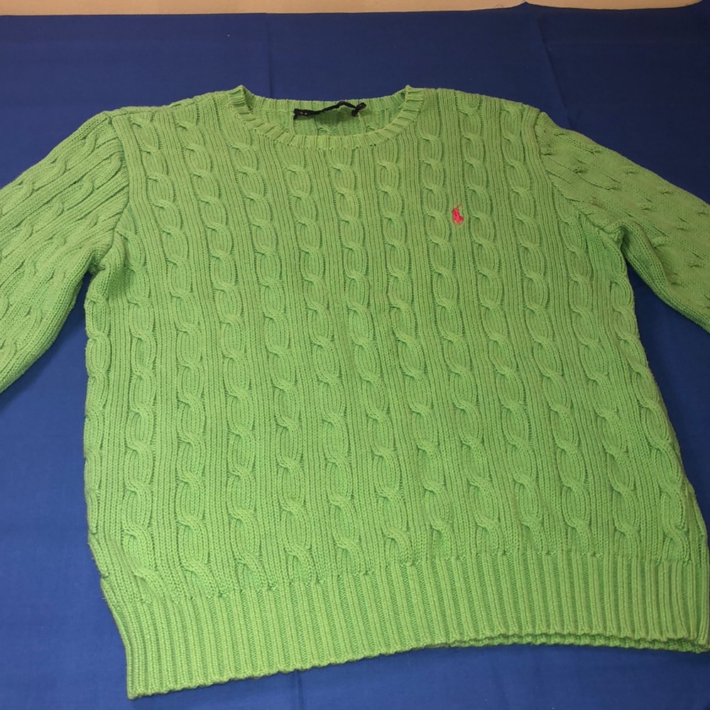 Ralph Lauren Green Cable Knit Sweater